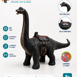 54822A8A-B6CA-4F47-B76B-70005F94F26F Dinosaure brachiosaure en caoutchouc souple à monter, avec son et lumière