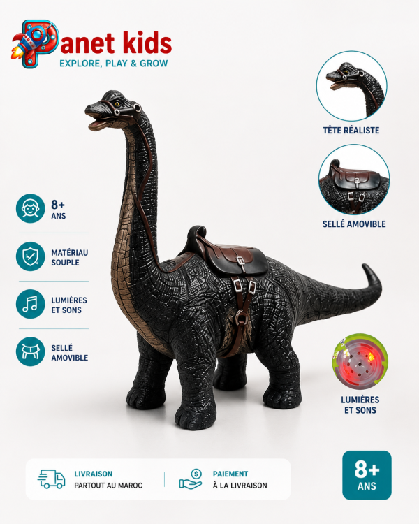 54822A8A-B6CA-4F47-B76B-70005F94F26F Dinosaure brachiosaure en caoutchouc souple à monter, avec son et lumière