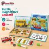 9bcda5c6-29fe-484b-859a-eaa71349b067 Puzzle Magnétique Éducatif – Thème Véhicules & Bus Scolaire
